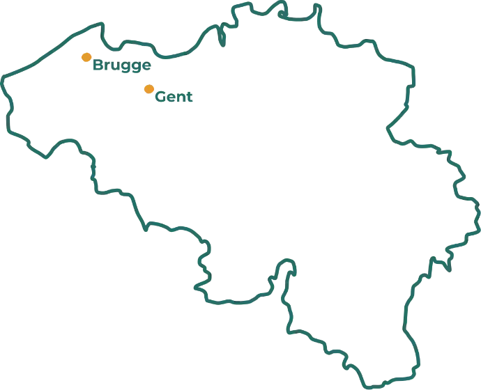 Map belgium with our active areas